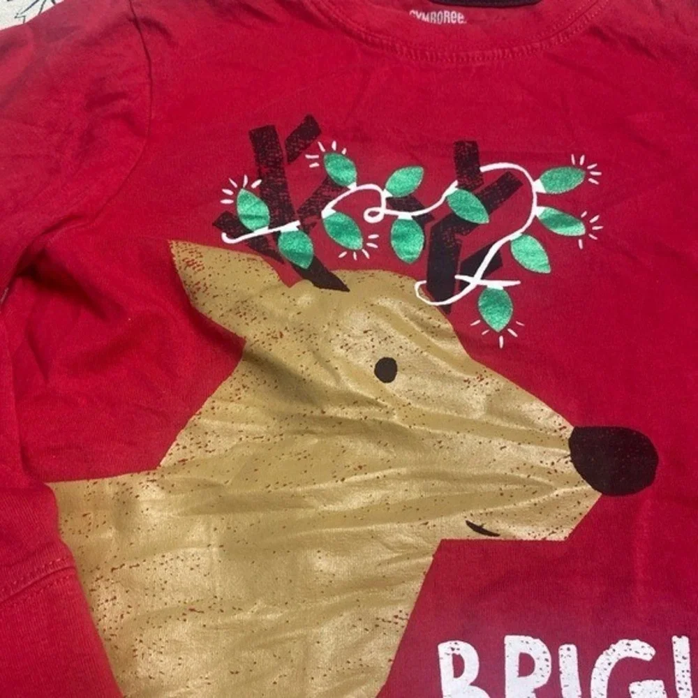 Gymboree Kids Graphic Tee Shirt‎ 4T Red Reindeer Christmas Long Sleeve